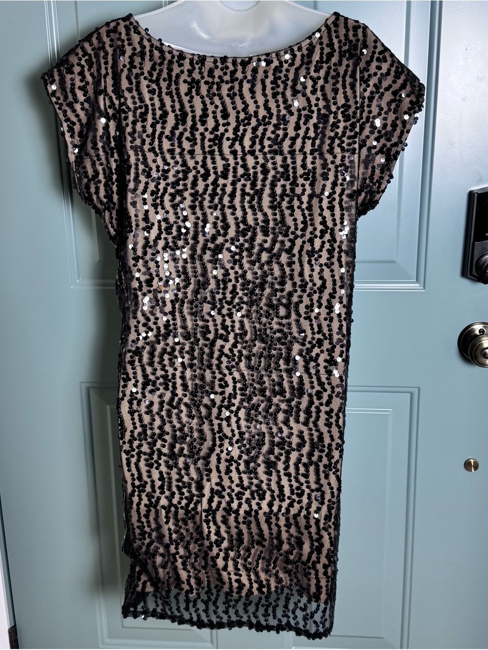 Laundry by Design Sequin Cocktail Dress Black Nude Medium - Picture 3 of 8